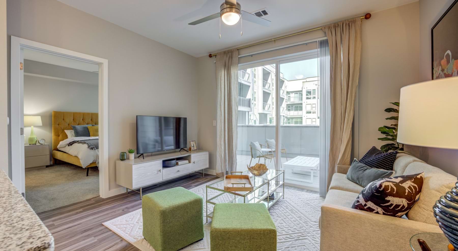 living room inside apartment home at Alder at The Grove