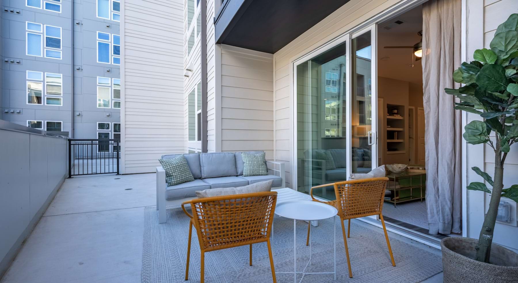 large balcony off of apartment home at Alder at The Grove