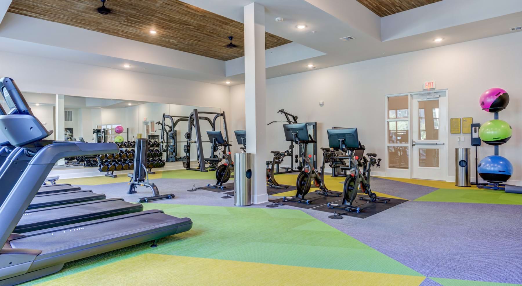 large fitness studio at Alder at The Grove