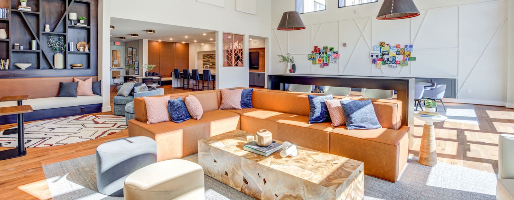 clubroom with ample seating and large windows