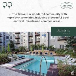 The Grove is dedicated to the comfort and convenience of our residents, aiming to create a community that is both welcoming and luxurious. Learn more about the amenities we have to offer at the link in our bio. Instagram post from @thegroveaptsatx on July 21, 2024 14:36:07pm