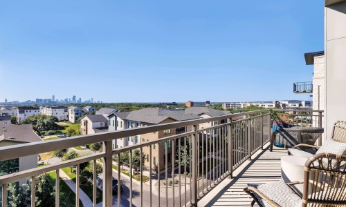spacious balcony with city views