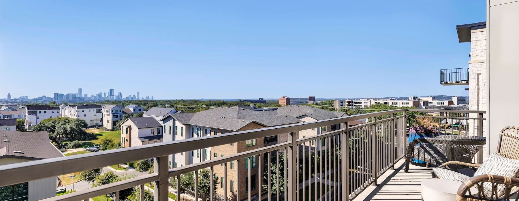 spacious balcony with city views