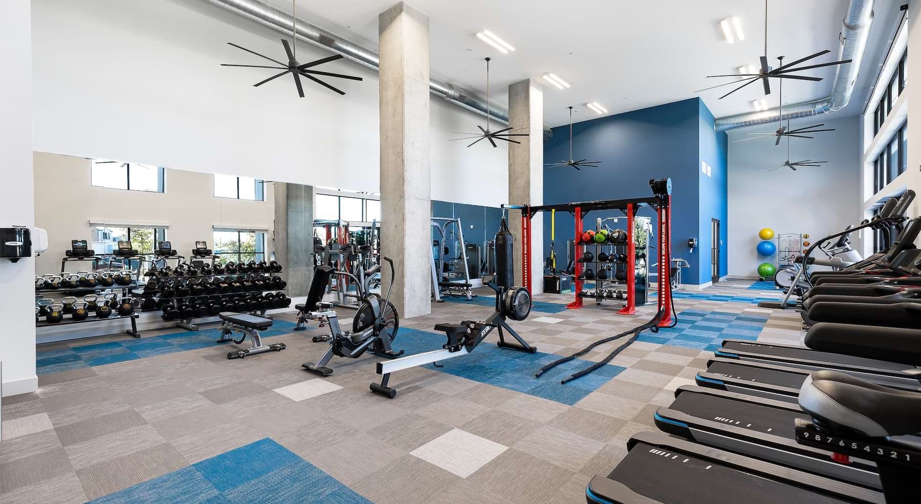 fitness center with ample equipment