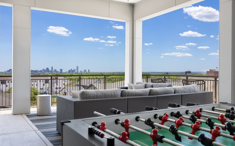 open air lounge area with seating