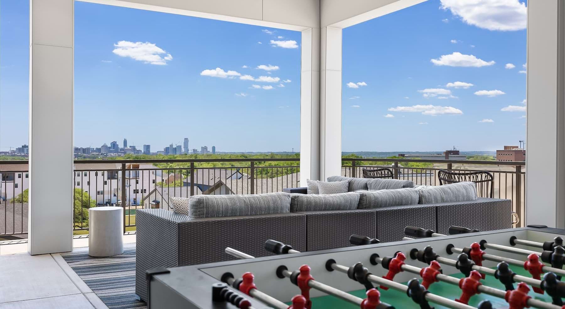 open air lounge area with seating