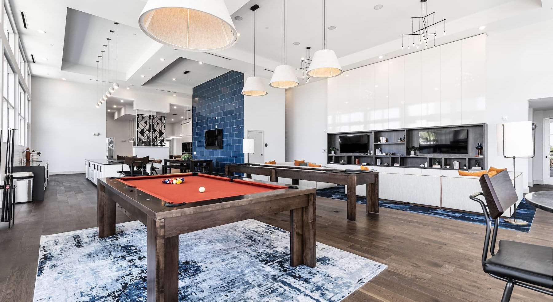lounge room with a pool table